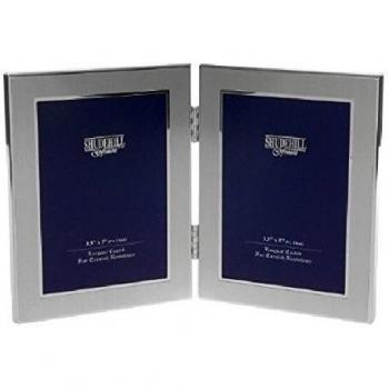 Shiny Satin Silver Twin Photo Display Case (3x5)