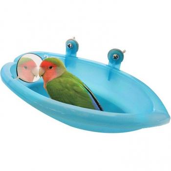 Plastic Bird Bath with Mirror for Pet Cages