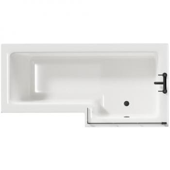 Matt Black Screen Loire L-Shaped Shower Bath 1700mm Right Hand