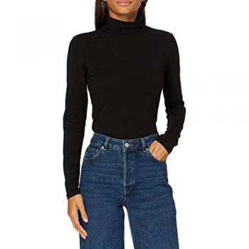 Pieces Slim Fit Rollkragenpullover Schwarz für Damen