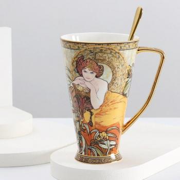 Große Porzellan Tasse mit Löffel, 500 ml, für Getränke und Hochzeiten