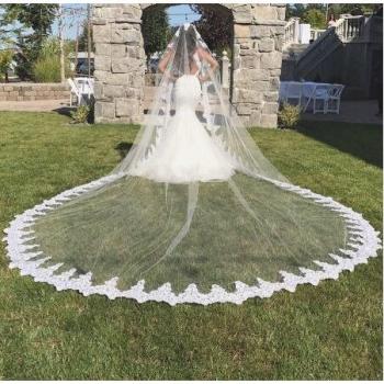 Voile Cathédrale Ivoire – 3 m de Dentelle pour Mariée