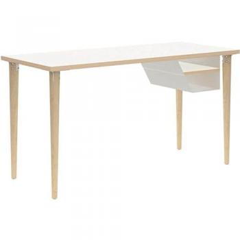 BISLEY Poise Schreibtisch rechteckig verkehrsweiß Eiche 140 x 60 cm