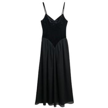 Robe Corset Velours Noir Superdry Femme