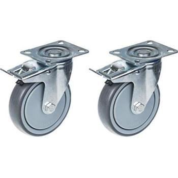 Pivot de roulement 125 mm, gris, 260 kg, lot de deux avec frein à disque