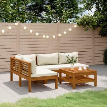 Bois d'Acacia Solide Salon de Jardin 5 pcs avec Coussin vidaXL