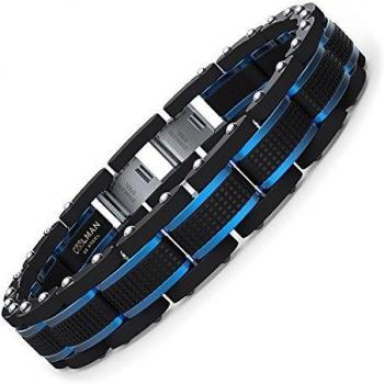 Pulsera COOLMAN para Hombre en Acero Inoxidable Azul y Negro 21,5-23cm