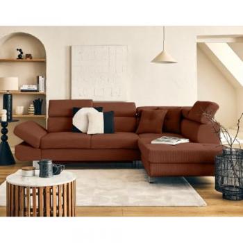 Lisbona Canapé 5-Places Convertible – Angle Droit – Couleur Terracotta