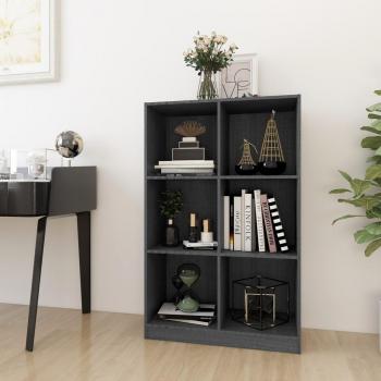 Meuble de Rangement Bureau en Bois de Pin Massif Gris 70x33x110 cm