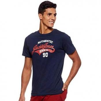 JACK & JONES Herren JJELOGO T-Shirt, Blau (Slim Fit)
