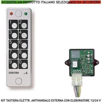 Kit Sicurezza Antivandalo Tastiera Digitale e Centralina Remota, 60 Codici Utente, Alimentazione 12/24 V, IP67