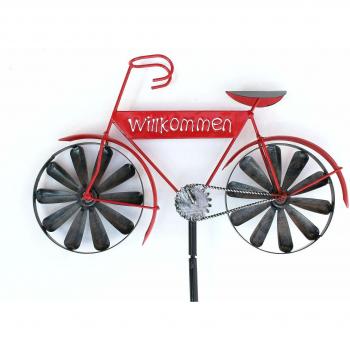 MT86 Rot‑Gartenstab mit Holzwurm‑Dekor