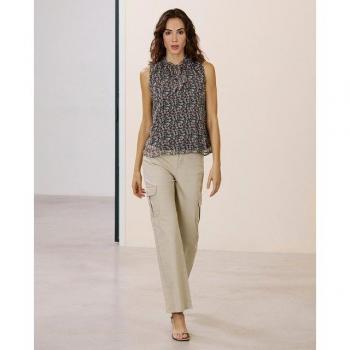 Pantalón cargo de mujer de cintura alta y pierna ancha
