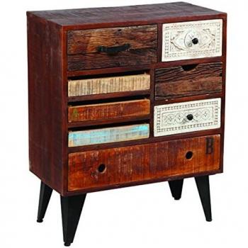 Sérum de Style PEGANE – Commode Palissandre et Métal, 8 Tiroirs