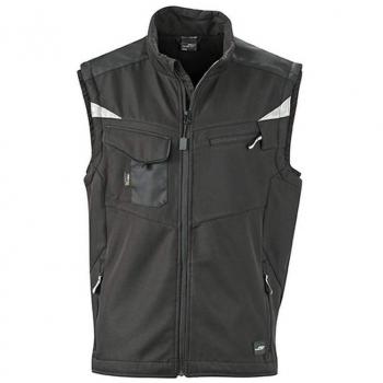 James and Nicholson XXL Unisex Workwear Softshell Vest in Black/Black