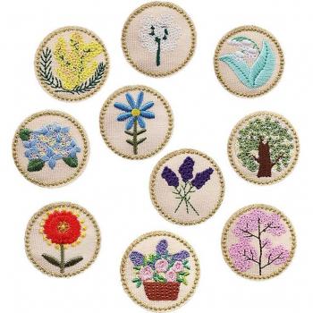 Embroidered Flower Basket Stickers