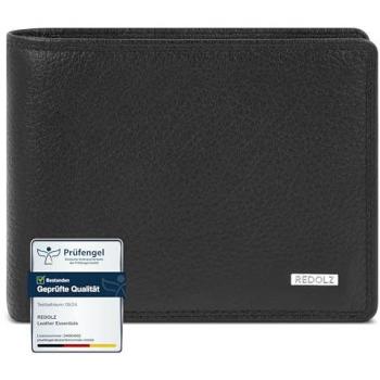 Redolz RFID Geldbörse Leder 12 cm Schwarz Herren