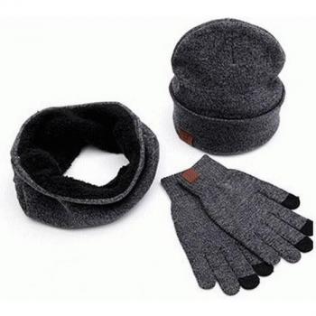 Herren Winteraccessoires: Gestrickte Mütze, Schal und Handschuhe