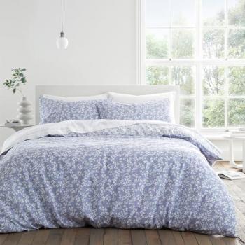 Bianca Shadow Leaves 200TC Cotton Duvet Cover and Pillowcase Set in French Blue