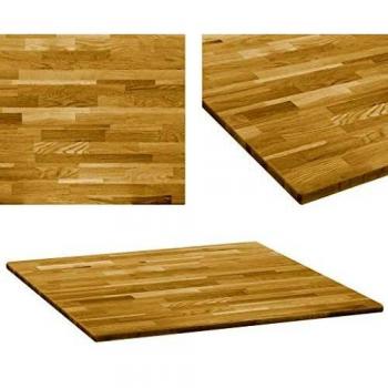 Piano del Tavolo in Legno Massello di Rovere Quadrato 23mm 80x80cm