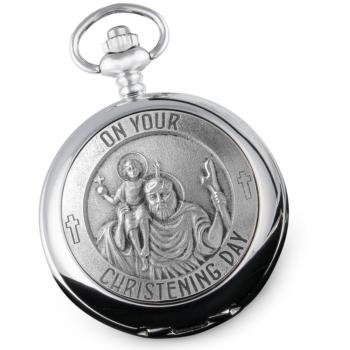 Christening Gift: St. Christopher Pewter Pocket Watch (Boy’s)