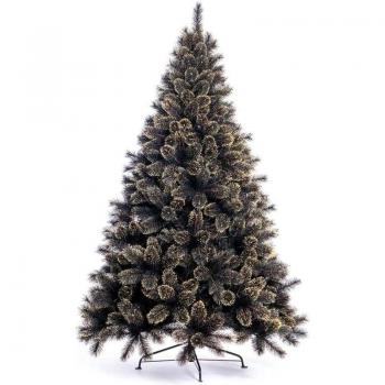 Albero 240 cm 1434 Punte Nero Oro Design Premium con Base Croce