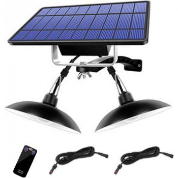 Lustre solaire extérieur à double tête étanche avec télécommande multifonction