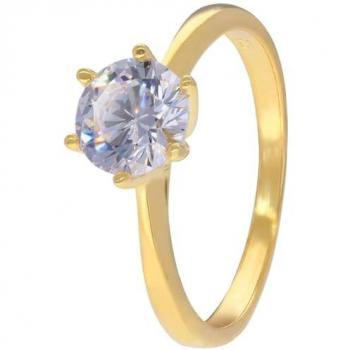 Funkelnder Zirkonia Ring für Damen 925 Silber Goldplattiert Ø 6,5 mm