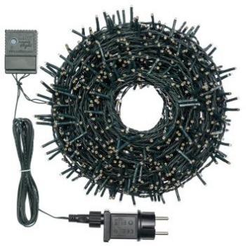 Mini-LED Weihnachtsbeleuchtung Ø 6cm Bandkette mit grüner Schnur und einer Länge von insgesamt 34,5 Metern