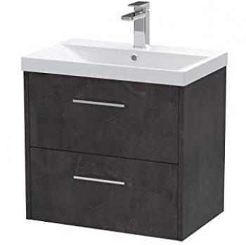Hudson Reed Juno 2 Drawer Vanity Unit, Metallic Slate, 50mm Profile Basin, JNU2624D