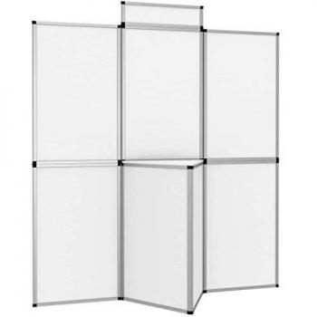 VidaXL 8-Grid Folding Exhibition Stand with Table, Dimensions: 181x200 cm, Color: White