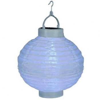 LED Light Lantern with Solar Power by STAR TRADING, Model Jerrit, Dimensions: 20 x 20 x 15 cm (H x W x D), Finish: White