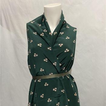 Tela de seda mini floral verde oscuro 140cm crepé de chine, SCDC1246