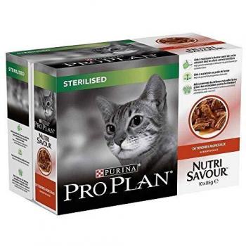 Purina ProPlan Adult Cat Wet Food (sterilized) mit Rind – 10x85 g Verpackung