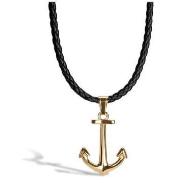 Serasar Gold Pendant Leather Choker, Black – Includes Jewelry Box