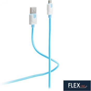 Cable de datos y carga FLEXLINE, USB-A a USB-B, 0,3 m, verde