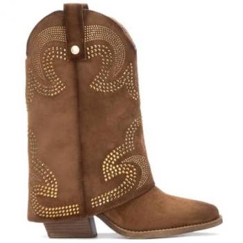 Bota Cowboy XTI 144467 em Camelo com Estampa Étnica