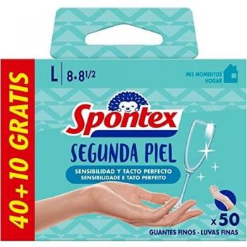 Guantes Desechables Vitrilo 2ªPiel, 50 unidades, talla grande, Spontex