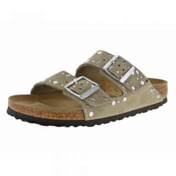 Sandalia Birkenstock Arizona de ante marrón con remaches