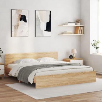Lit Adulte avec Tête de Lit et LED, Chêne Sonoma 180x200 cm