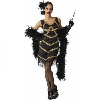 Costume de danseuse charleston femme, taille 44/46 (XL), noir/doré