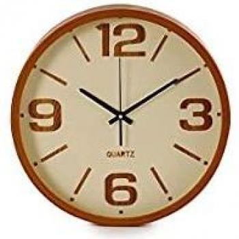 Zeitlose Wanduhr mit Holzrahmen und Metalldetails (40 x 40 x 5 cm)