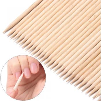100 Pcs Wood Stick Cuticle Remover Orange Dual-ended DIY Nail Art Designs for Manicure Pedicure Pusher Nail Tools