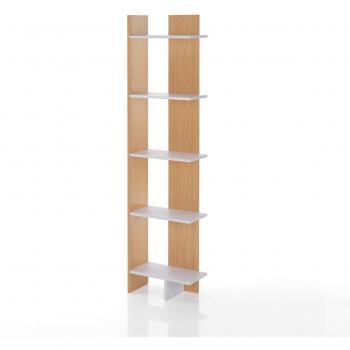 Libreria TOWER-A bianco e rovere naturale