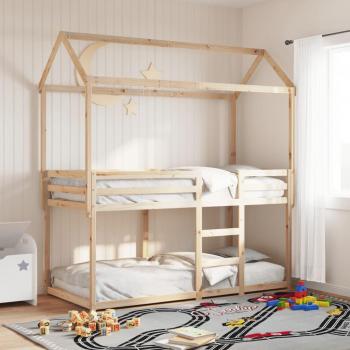 Twin Size Bunk Bed in Solid Pine Wood without Mattress
