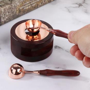 Tampon de cire en bois avec cuillère anti-chaleur pour sceaux