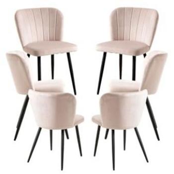 Set de 6 Sillas Comedor Luk Terciopelo Beige