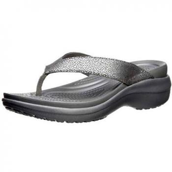 Crocs Capri Metallictxt Wedge Flip W, Sabots Femme, Argenté (Silver/Silver 00n), 41/42 EU