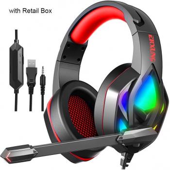 Casque d'écoute avec lumières RVB, câble USB, 3.5MM, micro pour consoles PS4 et Xbox One