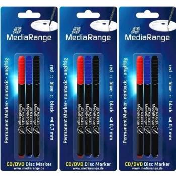 Mediarange 9-Color Permanent Marker Trio Pack – Blue, Red, Black
